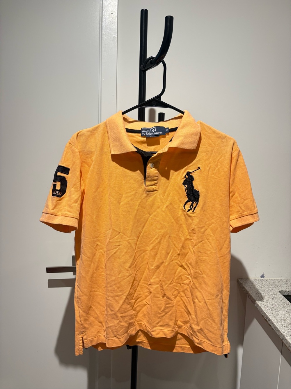 Ralph Lauren Men's Polo Shirt in Bright Orange with Black Logo